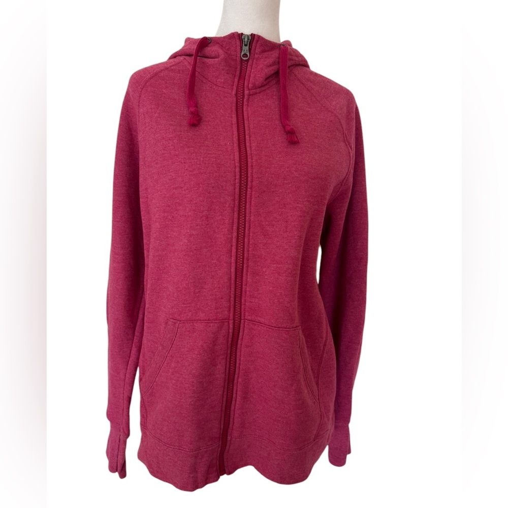 Large Pink Champion Zip Up Hooded Sweatshirt